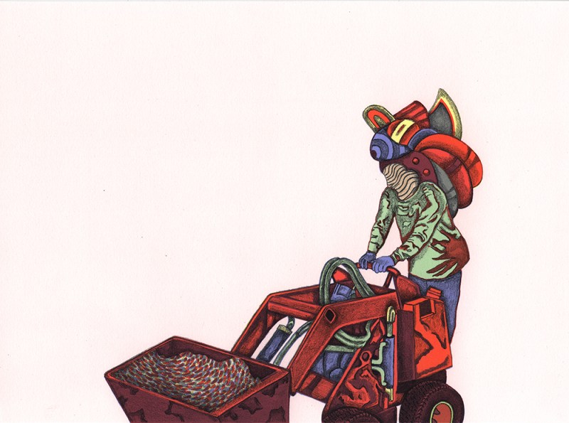 El Tractor Transportista, 11 x 15", Lithograph, Serigraph, 2018