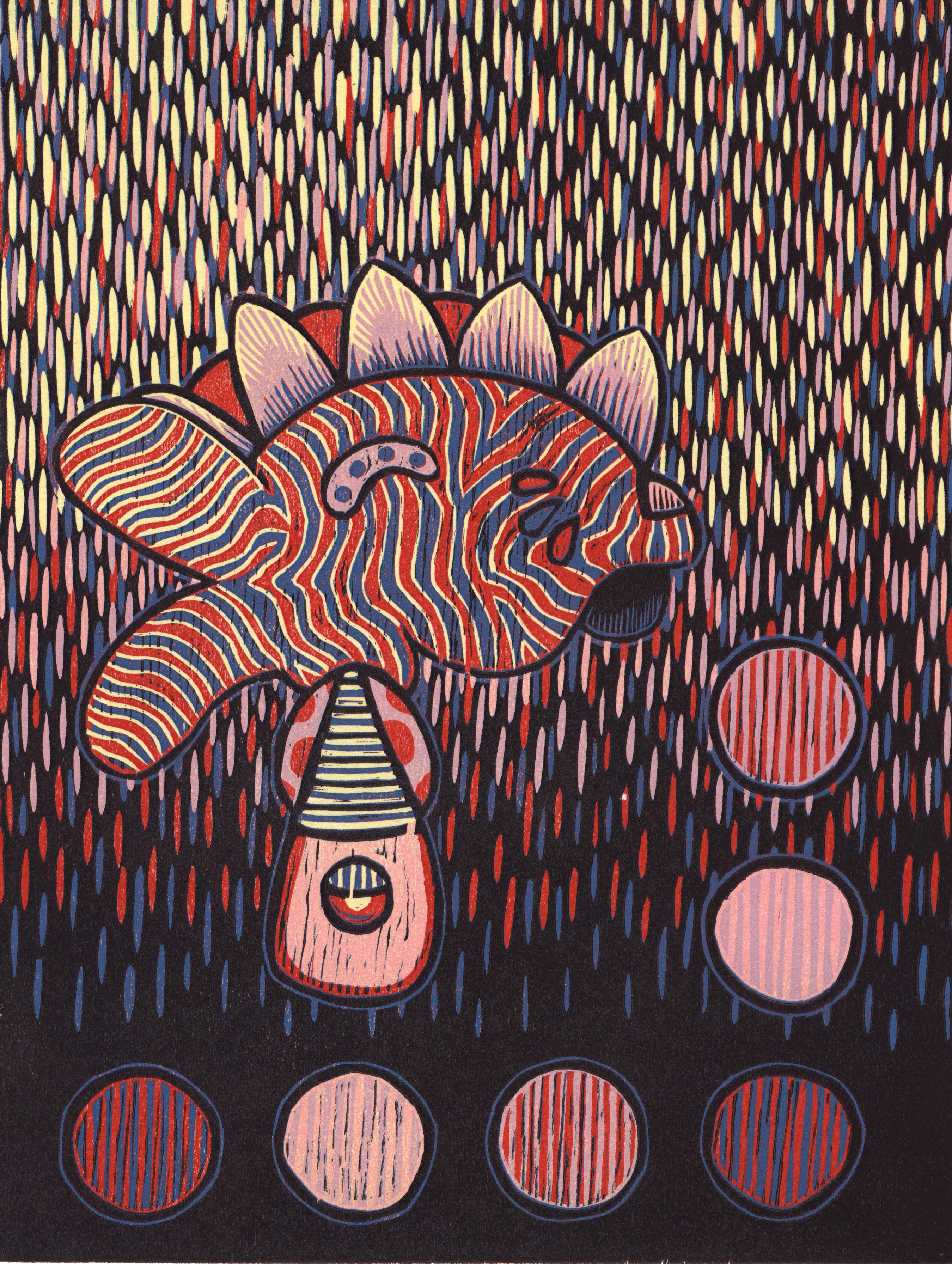 Liebre, 12 X 9", Woodcut, 2016